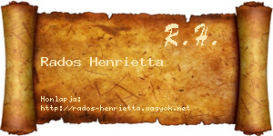 Rados Henrietta névjegykártya